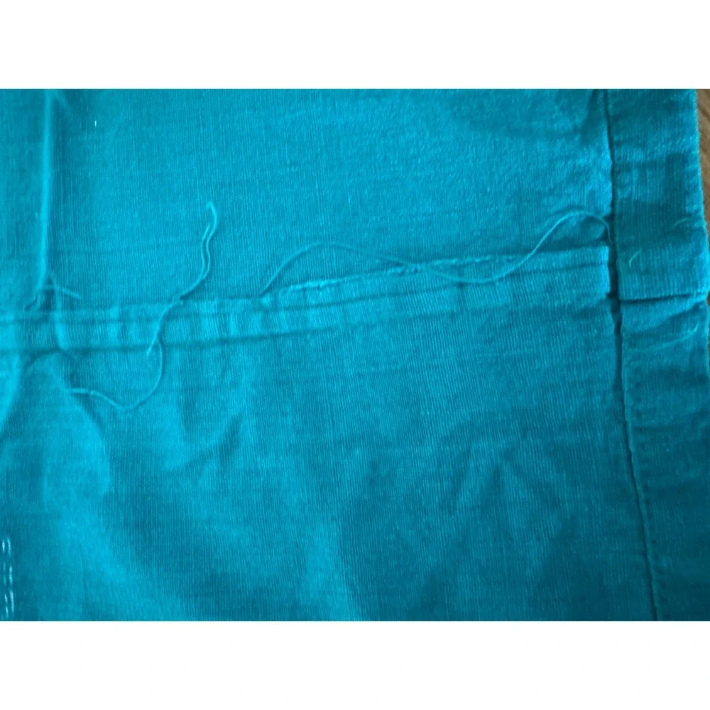 Vintage Handwoven‎ Teal Green Cotton Textile Brocade Geometric Pattern 87x79